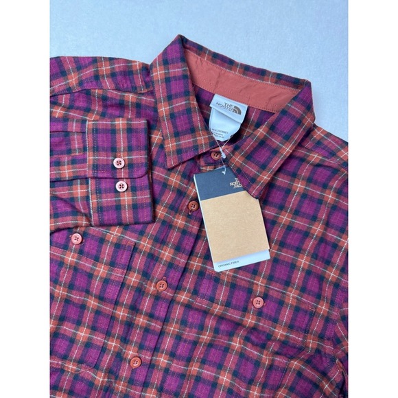 The North Face Arroyo Men's 2XL Brown Red Plaid Cotton‎ Button Down Shirt NEW